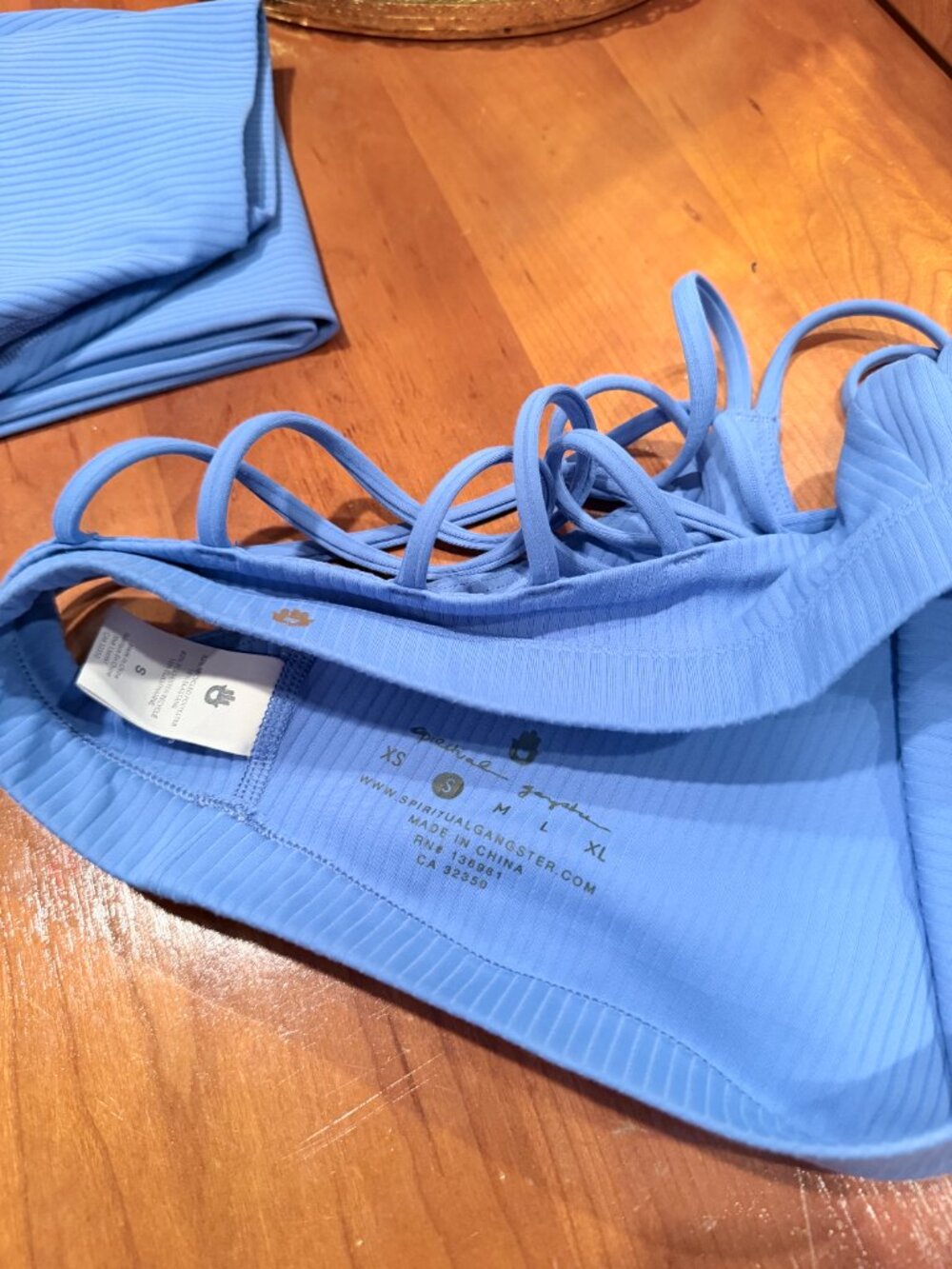 Spiritual Gangster Vivid Blue Ribbed Workout Set Leggings XS Bra S - Picture 4 of 7